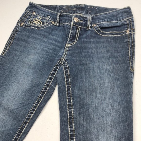 VINTAGE SEVEN7 SKINNY JEANS 29x29 EMBROIDERED POCKETS ❤️ - Picture 5 of 12